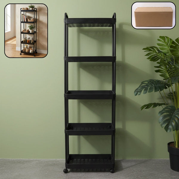 5 Layer Multipurpose Rolling Storage Rack (1 Pc) - justgrabit.in | Just Grab It