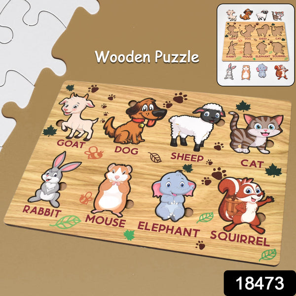 Wooden Animal Puzzle Learning Educational Board (1 Set / 28×20 Cm) - justgrabit.in | Just Grab It