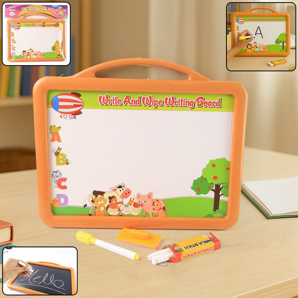 2 - in - 1 Double - Sided Write and Wipe Educational Drawing Board for Kids (1 Set) - justgrabit.in | Just Grab It