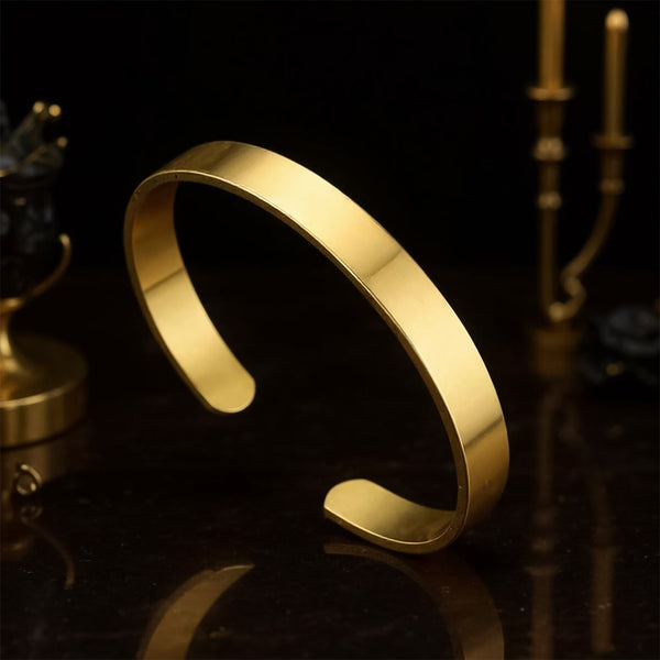 Elegant Gold Finish Open Cuff Bracelet Kada (1 Pc) - justgrabit.in | Just Grab It