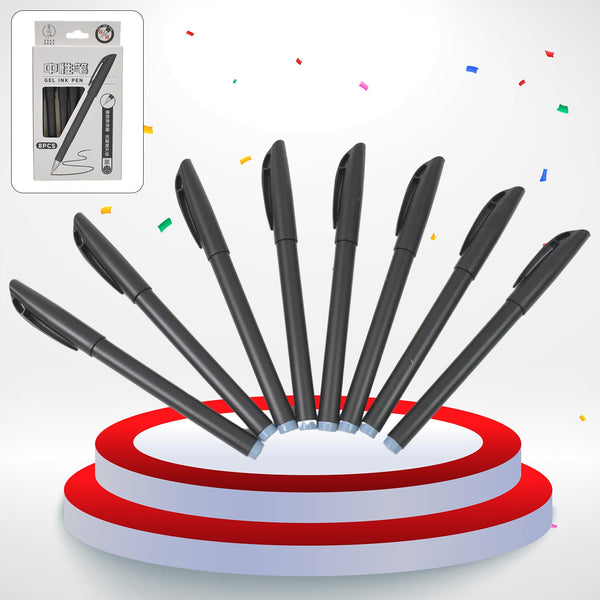 Writing Black Gel Pen for School Stationery Gift for Kids (8 Pcs set) - justgrabit.in | Just Grab It