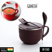 Noodles & Soup Bowl with Spoon and fork Handle Spoon Holder, Stainless Steel Bowl and Spoon Set, Stainless Steel Storage - Justgrabit Inc.