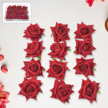 Flower Rose Hair Pin/Clip – Velvet Flower Design (12 Pcs Set, Red Color) - justgrabit.in | Just Grab It