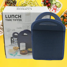6In1 Tiffin Box - Lunch Box | 3 Stainless Steel Containers | Plastic lid Box | Spoon & Fork /Plastic Bottle | Insulated Fabric Bag | Leak Proof | Microwave Safe for Office, College and School for Men, Women (6 pcs) - Justgrabit Inc.