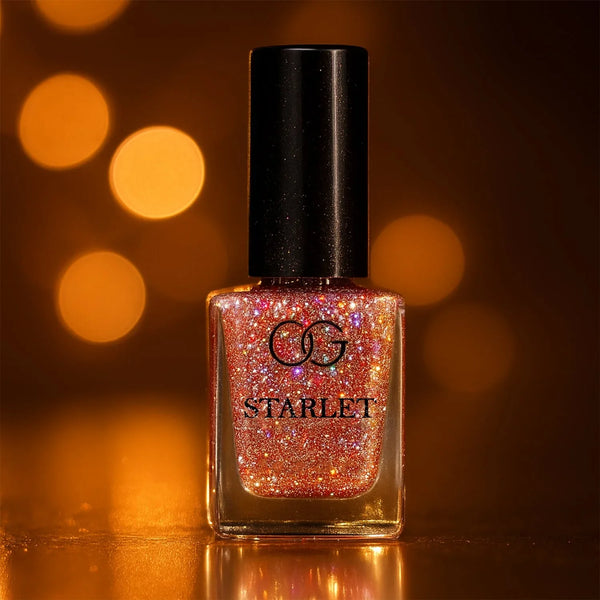 OG Beauty Metallic Rose Starlet Glitter Nail Paint (10 ML / 1 Pc) - justgrabit.in | Just Grab It