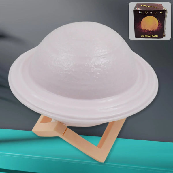 3D Saturn Lamp Home Decoration Bedside Night Light With Base (1 pc / Multicolor) - justgrabit.in | Just Grab It