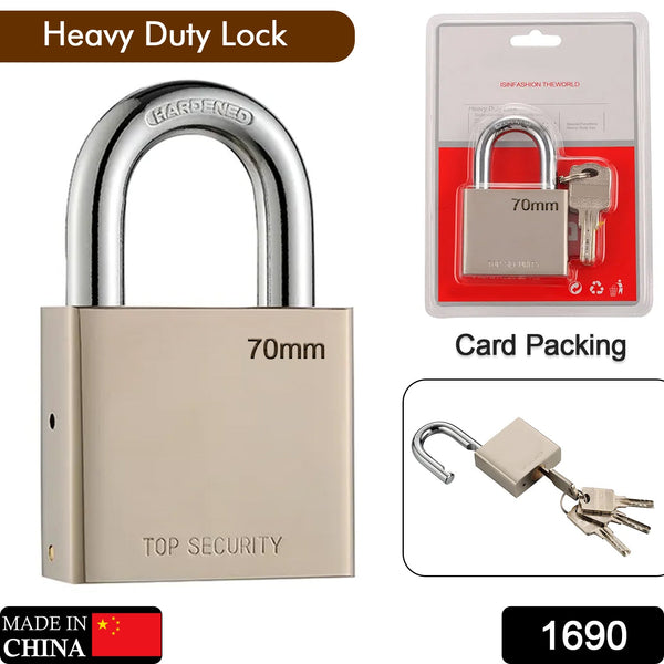 Heavy Steel Premium Square Padlock 70mm with 4 Keys Hardened Shackle for Doors - justgrabit.in | Just Grab It