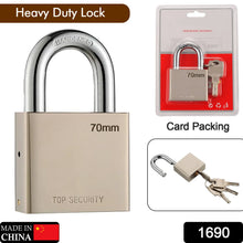 Heavy Steel Premium Square Padlock 70mm with 4 Keys Hardened Shackle for Doors - justgrabit.in | Just Grab It