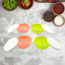 Multipurpose Small Round Plastic Bowl / Katori With Lid, Microwave Safe Reusable Lightweight Bowl, Dishwasher Safe Chutney Bowl (4 Pcs Set) - Justgrabit Inc.