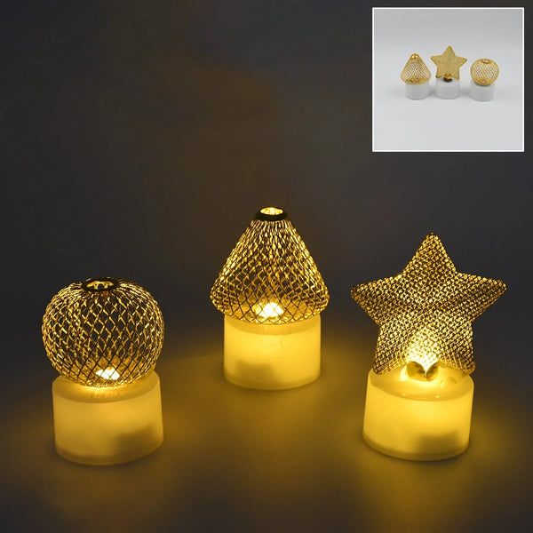 Flameless and Smokeless Decorative Candles Acrylic Led Tea Light Candle for Gifting, House, Light, Diwali (3 Pc Set) - justgrabit.in | Just Grab It