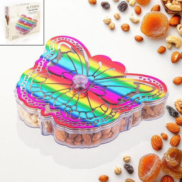 Butterfly Shape 4 Compartment Multipurpose Box | Dry Fruit Box (1 Pc) - justgrabit.in | Just Grab It