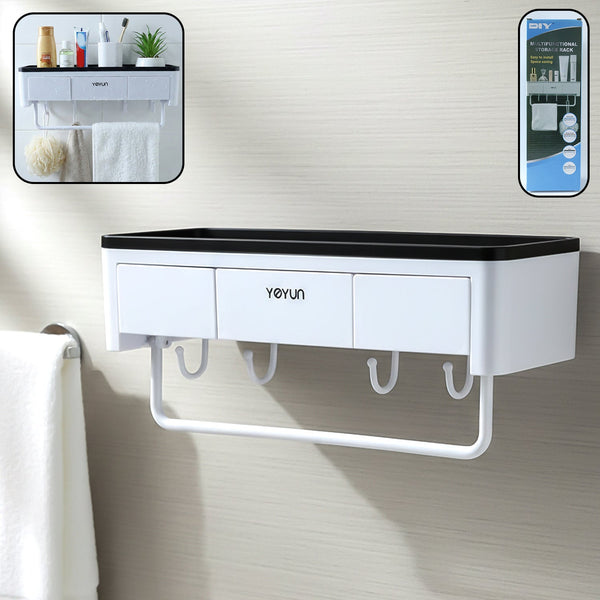 Wall Mounted Multifunctional Bathroom Storage Rack (1 Pc) - justgrabit.in | Just Grab It