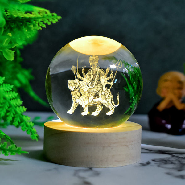 Ambaji 3D Crystal Ball lamps With Base (1 Pc) - justgrabit.in | Just Grab It
