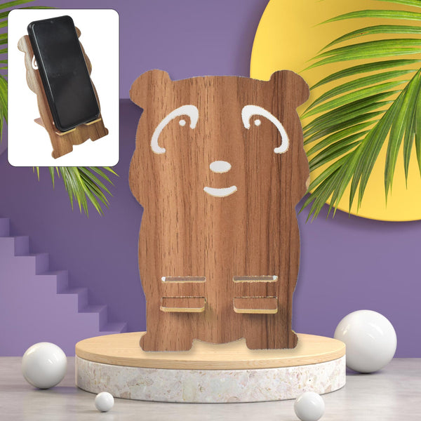 Wooden Cartoon Shape Design Mobile Stand (1 Pc) - justgrabit.in | Just Grab It
