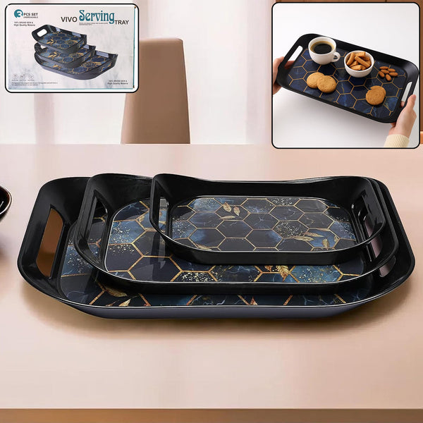 Premium Plastic Serving Tray (3 Pc) - justgrabit.in | Just Grab It