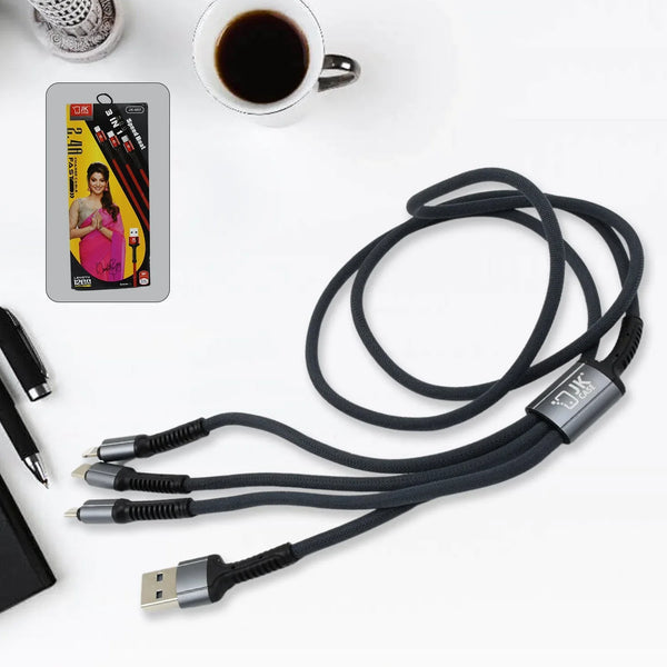 JK 3 in 1 Multi Super Fast Charging Cable (1 Pc / 1200 MM) - justgrabit.in | Just Grab It