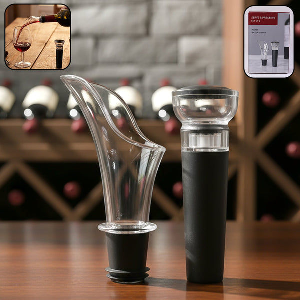 Premium Wine Poorer and Vacuum Bottle Stopper Set (2 Pc) - justgrabit.in | Just Grab It