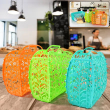 Plastic Foldable Basket Bag || Fruit & Vegetable Storage Basket (3 Pcs Set / Multicolor) - Justgrabit Inc.
