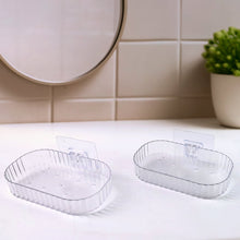 Self Adhesive Transparent Wall Mounted Soap Dish Holder (2 Pc) - justgrabit.in | Just Grab It
