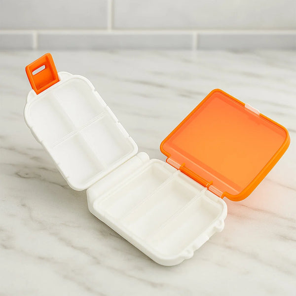 Portable Orange Dual - Sided Pill Organizer Box (1 Pc) - justgrabit.in | Just Grab It