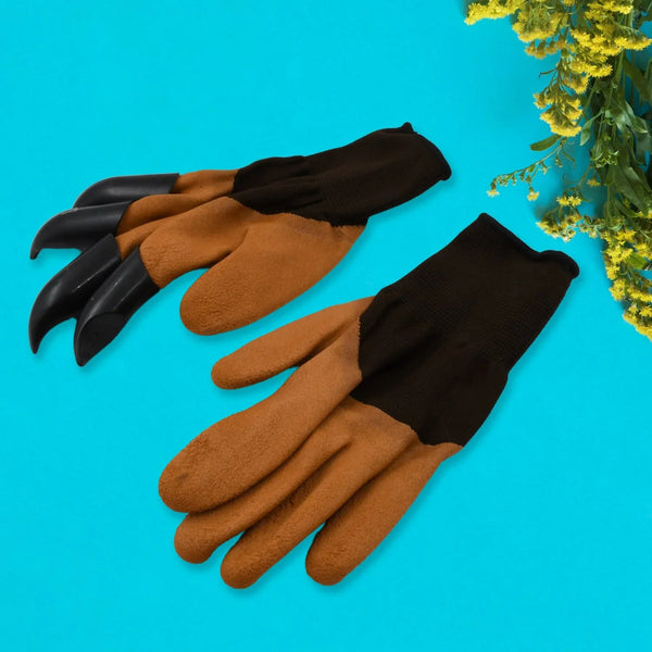 Garden Farming Gloves With Hand Fingertips & Plastic Claws (1 Pair) - Justgrabit Inc.