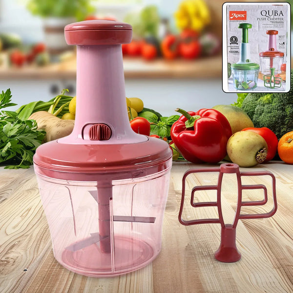Apex Quba Push Chopper with Stainless Steel Blades (1000ml) - Justgrabit Inc.