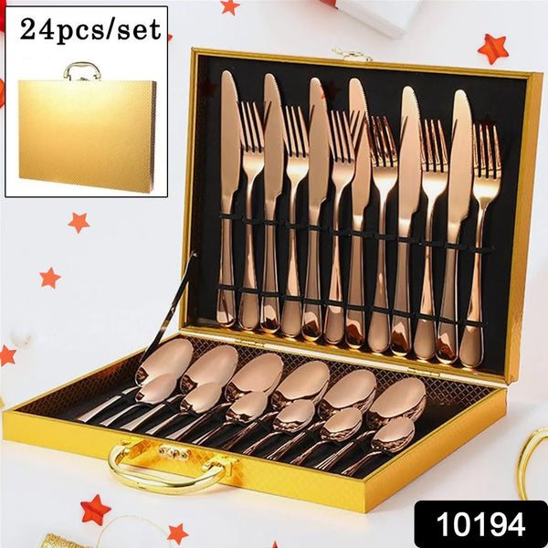Kitchen Tableware / Flatware Sets Kitchen Forks Spoons with Gift Box (24 Pcs Set) - justgrabit.in | Just Grab It