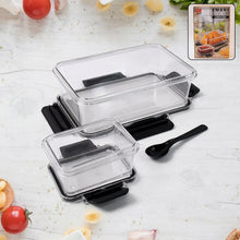 Plastic Kitchen Storage Container Big 800 ML & Small 250 ML with Air Seal Lock Lid & Spoon - Justgrabit Inc.