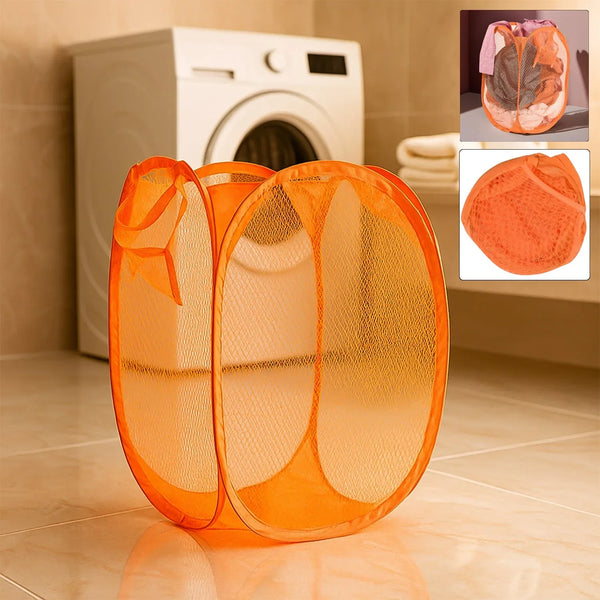 Foldable Pop - Up Mesh Laundry Basket Hamper (1 Pc) - justgrabit.in | Just Grab It