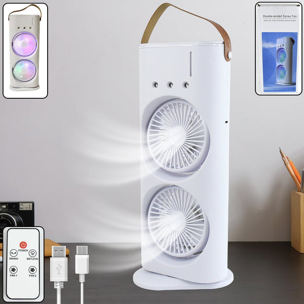Electric Fan Desktop Double - Head Powerful Air (1 Pc / With Remote / Plug and Play) - justgrabit.in | Just Grab It