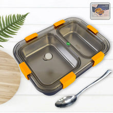Stainless Steel Lunch Box 2 Section Lunch Box With Spoon - Justgrabit Inc.