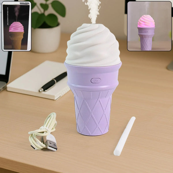 Ice Cream Cone Shape Air Freshener Humidifier (1Pc / Purple ) - Justgrabit Inc.