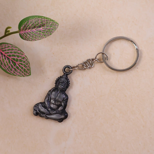 Premium Spiritual Hanuman Ji Sitting Pose Metal Keychain (1 Pc) - justgrabit.in | Just Grab It
