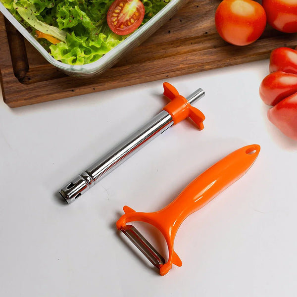 2 in 1 Kitchen Combo Lighter, Stainless Steel Durable Gas Lighter with Vegetable Cutter Peeler, For Kitchen Steel Gas Lighter (2 Pc Set) - Justgrabit Inc.