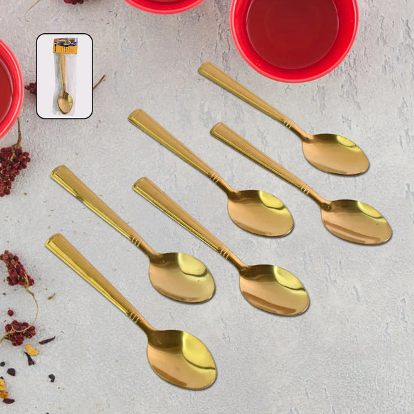 Premium Luxurious Stainless Steel Coated Spoons (6 Pcs Set / Golden) - justgrabit.in | Just Grab It