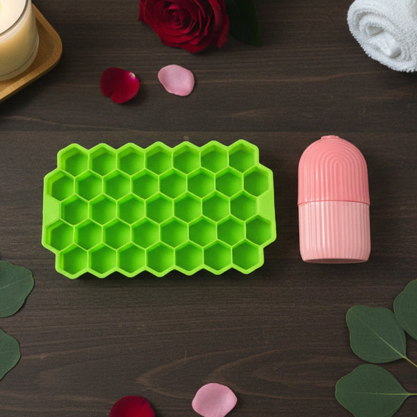 Face Icer Roller with Honeycomb Ice Tray (2 Pc ) - justgrabit.in | Just Grab It