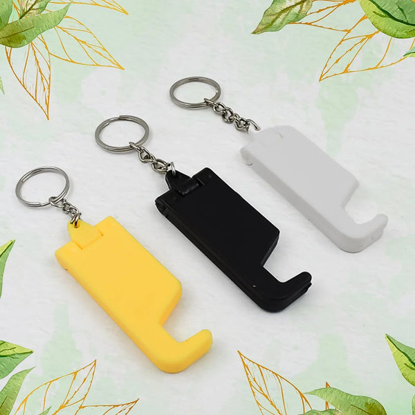 2 in 1 Plastic Keychain with Mobile Stand / Phone Holder (100 Pcs Set / Multicolor) - Justgrabit Inc.