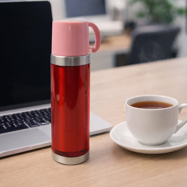 Insulated Travel Mug Bottle with Handle Lid (500 ML) - justgrabit.in | Just Grab It