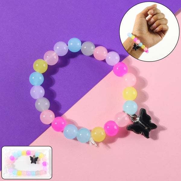 Premium Multicolor Pastel Bead Stretch Bracelet (1 Pc) - justgrabit.in | Just Grab It