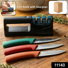 Multipurpose Kitchen Knife Set with Knife Sharpener (3 Pc Knife With Sharpener) - justgrabit.in | Just Grab It