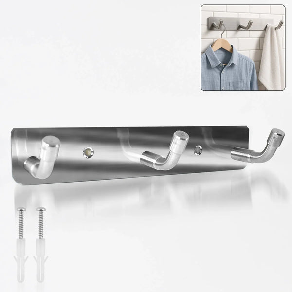 Stainless Steel Wall Mounted Coat 3 Hook Rack (14x3 / 1 Pc) - Justgrabit Inc.