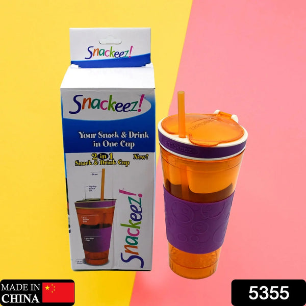2 in 1 Snack & Drink Snackeez Travel Cup in One Container (1pc) - justgrabit.in | Just Grab It