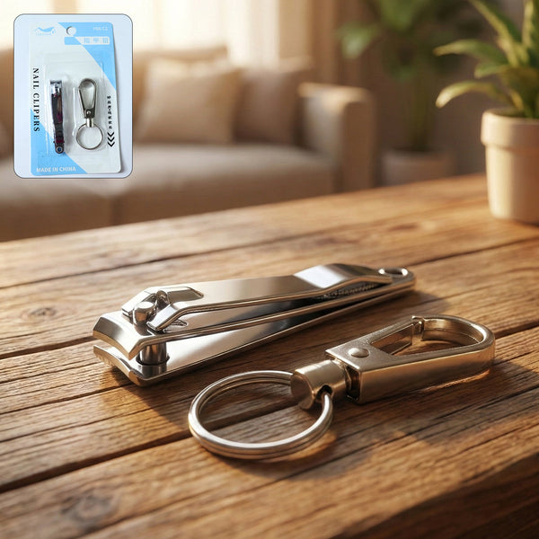 Stainless Steel Nail Clipper Set with Keychain Holder (2 Pc) - justgrabit.in | Just Grab It