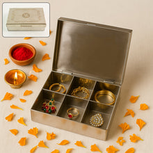 Multipurpose Stainless Steel Jewelry Storage Organizer Box 6 Compartments (1 Pc) - justgrabit.in | Just Grab It
