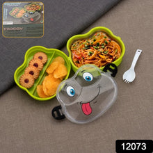 Double Layer Froggy Shape Lunch Box with Spoon (1 Pc / Mix Color) - justgrabit.in | Just Grab It