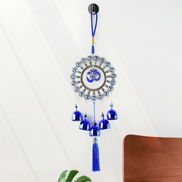 Decorative OM Evil Eye Wind Chime Wall Hanging (Mix Desin & 1 Pc) - justgrabit.in | Just Grab It