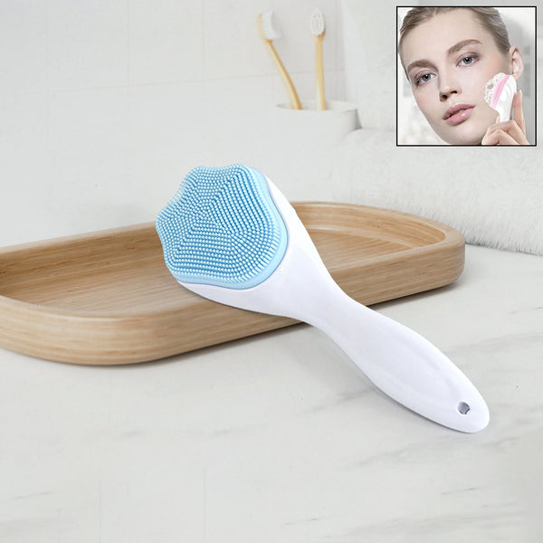 Silicone Face Scrubber Exfoliating Brush, Manual Handheld Facial Cleansing (1 Pc) - justgrabit.in | Just Grab It