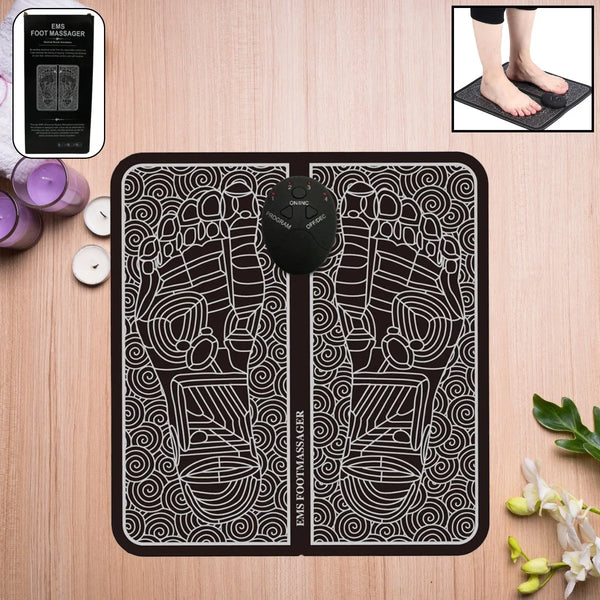 EMS Foot Massager, Electric Feet Massager, Deep Kneading Circulation Foot Booster for Feet and Legs Muscle Stimulator, Folding Portable Electric Massage Machine (Mix Design) - justgrabit.in | Just Grab It
