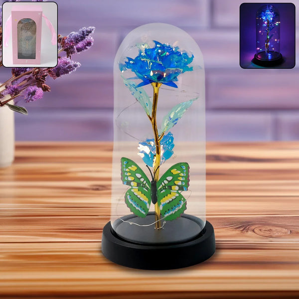 LED - Powered Eternal Rose in plastic Dome (1 Pc / Battery not Included) - Justgrabit Inc.