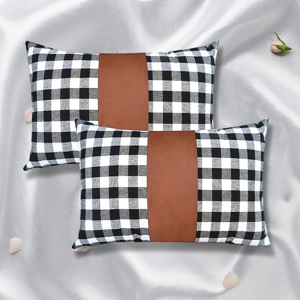 Pillow Covers, Leather & Cotton Cushion Covers (17 × 17 Inch / 1 Pair / 2 Pc) - justgrabit.in | Just Grab It